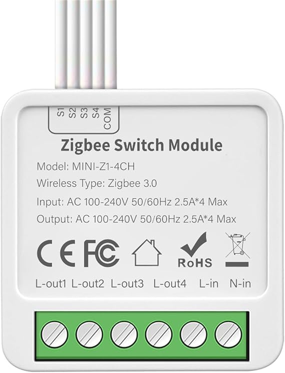 Smart Light Switch, Zig-Bee for TUYA Smart Switch Module 10A 2/3/4 Gang 2-way Control Module for Home Automation Module(Four-way breakers)