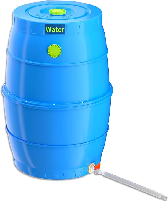 SQUEEZE master 50 Gallon Water Collection Barrel-Drinking Water Storage Barrel with Spigots-Emergency Water Supply System