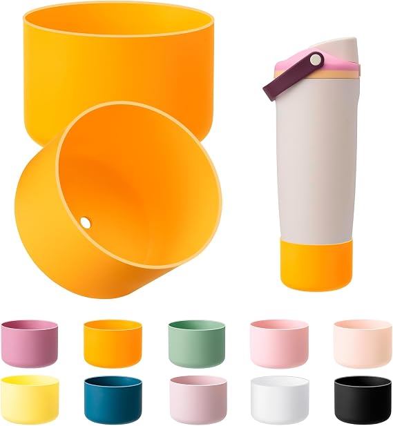 2Pcs Silicone Boot for Owala 30oz 40oz FreeSip Sway Bottles & Tumblers, Protective Silicone Boots Sleeves for Owala Tumblers(Light Orange 2Pcs)