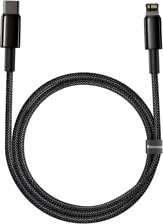 Baseus Tungsten Gold Hızlı Şarj Kablosu Type-C to iP PD 20W, 1m, Siyah