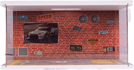 Parking Garage Model With Led Lights, Realistic Model Garage, 1:32 Diorama Car Garage, Car Clear Display Case W/ Parking Lot Scene Tabletop Decor With Light Car Garage Display Case For Collectors Car