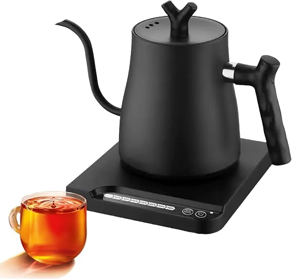 Electric Gooseneck Kettle 1 L, 1000 W Smart Gooseneck Kettle with 7 Temperature Control and Keep Warm Function, Fast Heating for Brewing