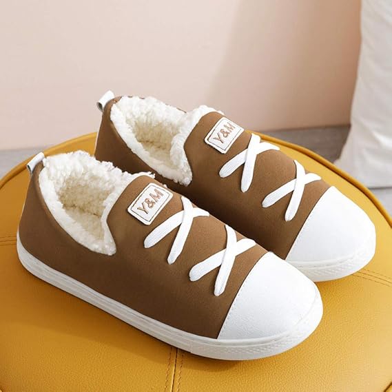 Nwarmsouth House Shoes w/Indoor,Warm plush slippers, home footwear cotton shoes-brown_UK8.5-UK9,Men's Women's Winter Warm Slippers
