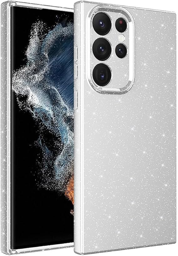 Coverzone Samsung Galaxy S22 Ultra ile uyumlu Z-Jelly Kılıf Kamera Korumalı Simli Işılıtılı Renkli Parlak Silikon Kapak-Silver