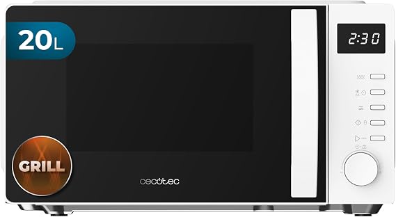 Cecotec Microwave with Grill Proclean 5105 White. 700W, 20L, 3DWave Technology, Grill, 5 Power Levels, Timer 30 Min, Defrost, Clock Display, Perfect Gratins