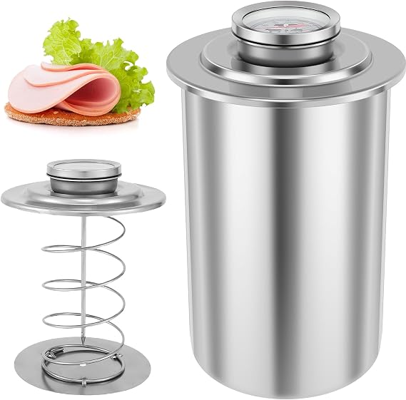 PandaHug Ham Maker, Stainless Steel Ham Meat Press Maker with Thermometer, Kitchen Bacon Sandwich Meat Pressure Cookers, Lunch Meat Maker Meat Press Perfect to Making Healthy Homemade Deli Meat