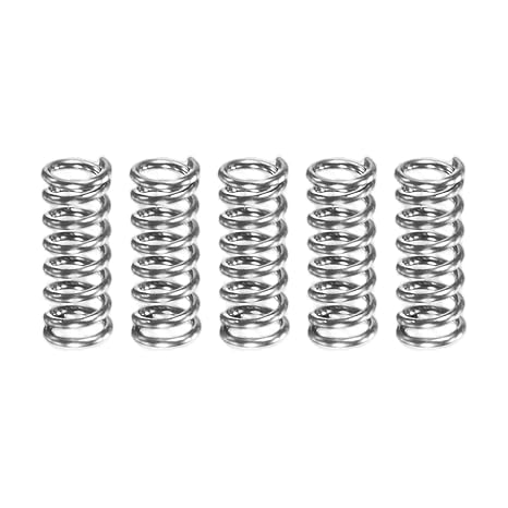 M METERXITY 5-Pack Compression Springs, 5mm Length 2mm OD 304 Stainless Steel Pruner Replacement Springs for Garden Tool/DIY/Mechanical Repair Replacement [Silver Tone, 0.3mm Wire Size]