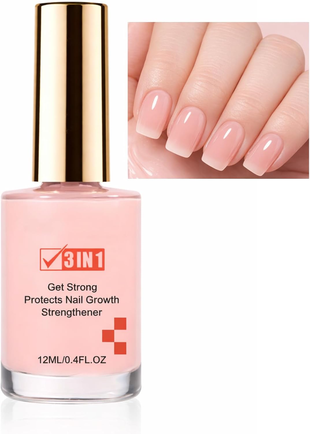 Nail Strengthener,Extra Strong Nail Strengthener for Damaged Nails,Quick Dry Smoothing Nail Hardener for Weak Nails Repair, 7-Day Repair&Growth JOJOBA Oil & VE for Nail Care