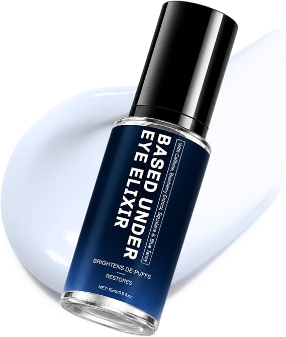 BASED Men's Caffeine Under Eye Cream, Dark Circles Serum, Under Eye Serum for Dark Circles and Puffy Eyes - Hydrating Serum for Eye Bags, Fine Lines & Tired-Looking Skin, Daily Skin Care, 15ml
