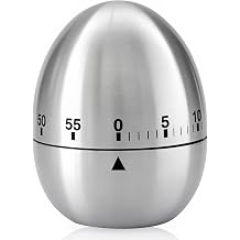 Kitchen Timer Mechanical Stainless Steel Egg Shaped, Quiet/Alert Dual Modes, 60 Minutes Countdown Timer for Cooking Baking Shower Classroom Study Toothbrush, Durable Waterproof