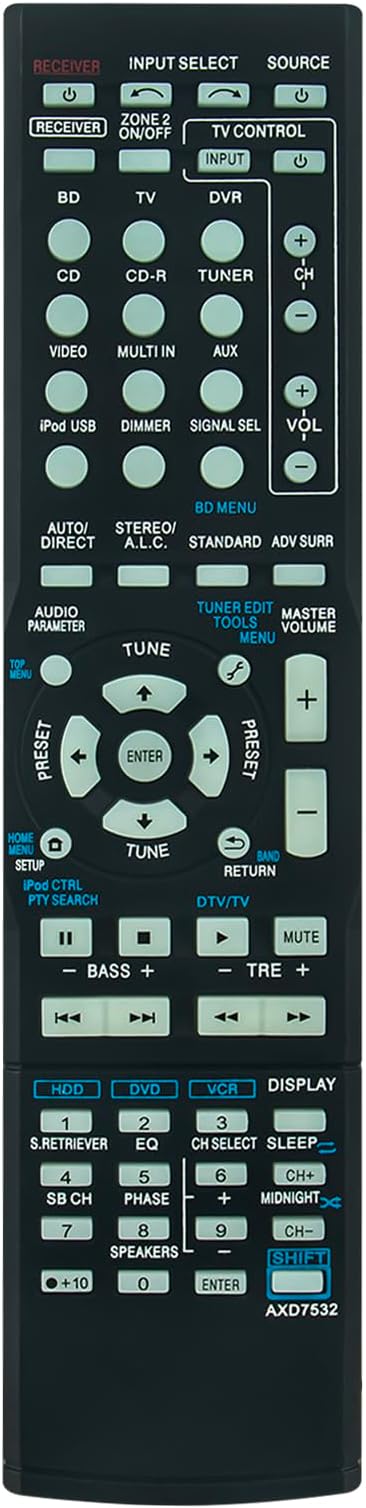 AXD7532 VINABTY Replace Remote Control Fit for Pioneer AV Receiver VSX-1125-K VSX-60 VSX-819H AXD-7532 VSX-1125-K VSX-819HK