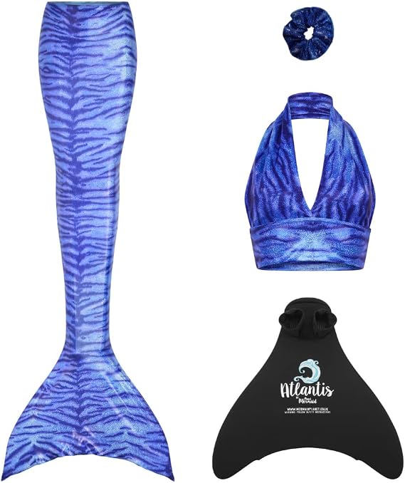 Mermaid Planet Sparkle Siren Deluxe Adult Mermaid Tail Set. Includes Swimmable Tail, Bikini Top, Scrunchie & Atlantis Monofin.