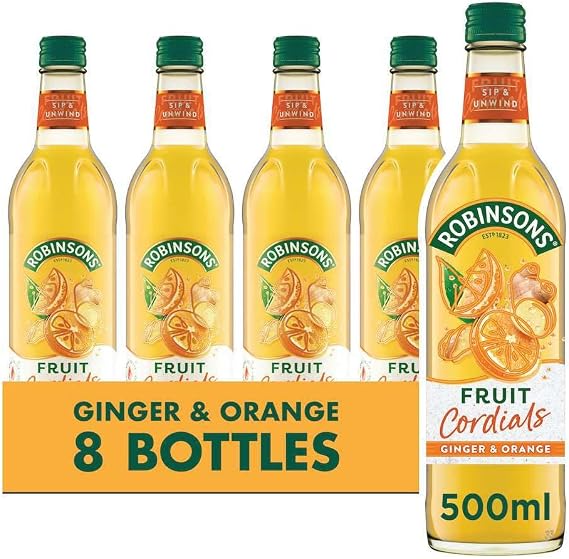 Robinsons Cordials, Ginger and Orange, 500ml Bottle (Pack of 8)