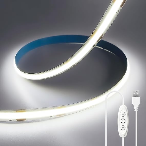 COB LED Strip Lights 2M White 6000K,5V Dimmable USB LED Strip [Energy Class E]