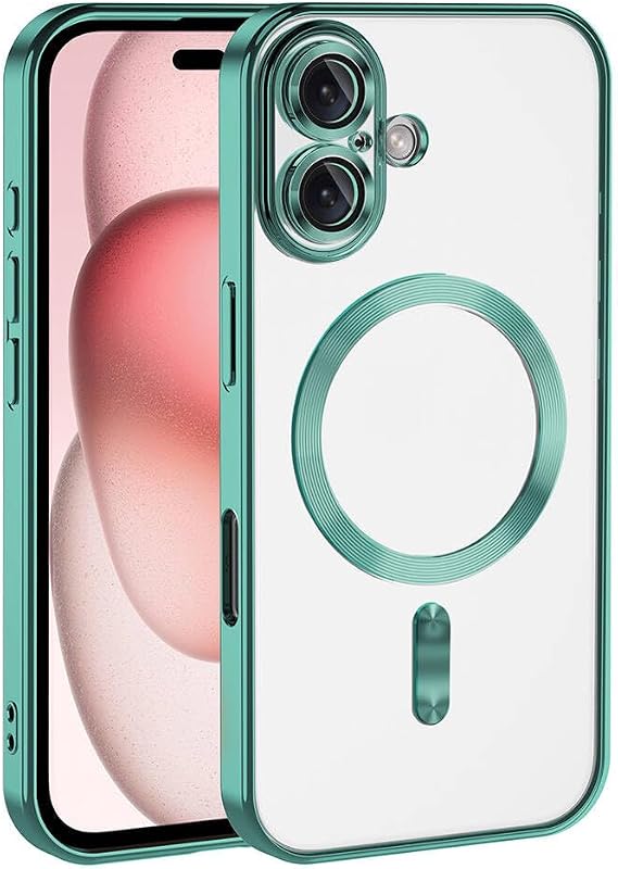 Zore Apple ile uyumlu iPhone 16 Kılıf Kamera Korumalı M-safe Wireless Şarj Özellikli Zore Demre Kapak Yeşil