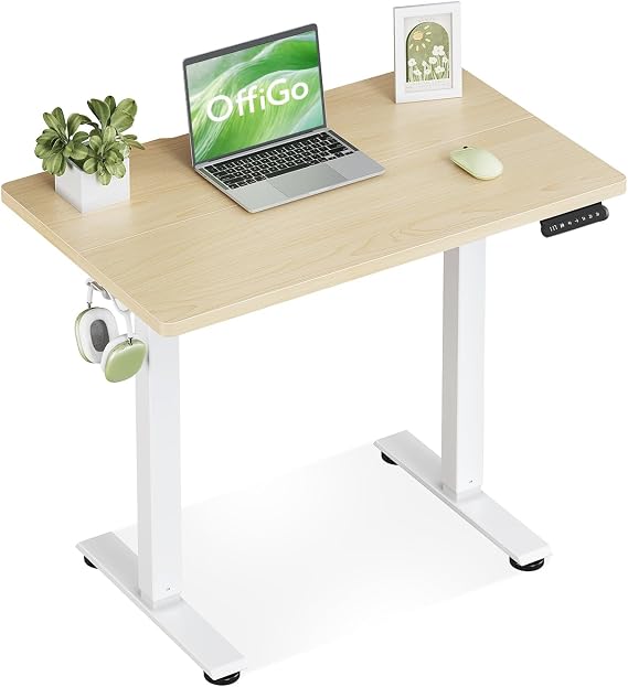 OffiGo Standing Desk, Small Height Adjustable Desk with 3 Memory Heights