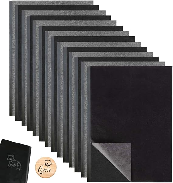 Transfer Paper, 100 Sheets Carbon Paper for Tracing Black Graphite Paper for Wood, Paper, Canvas and Other Art Surfaces, A4/8.3 x 11.7 Inches