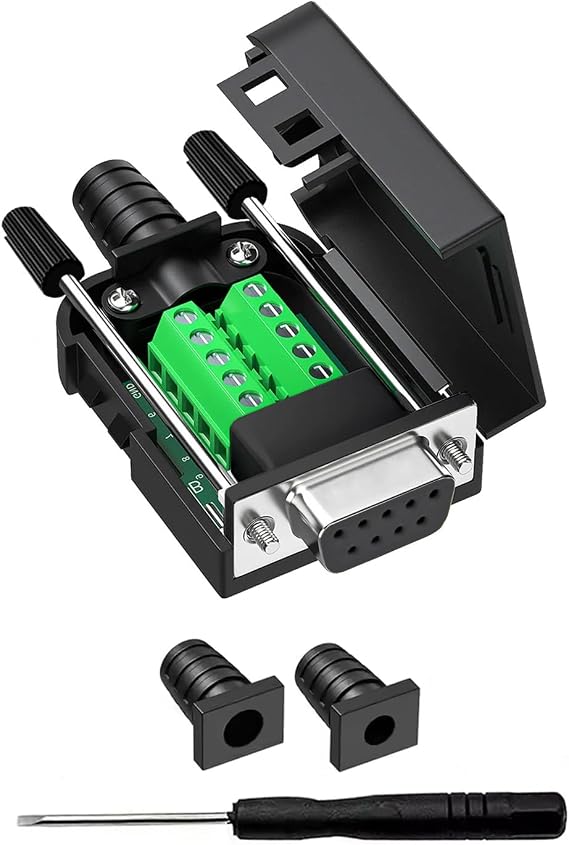 DB9 Breakout Connector to Wiring Terminal RS232 D-SUB Female Serial Adapters Port Breakout Board Solder-Free Module with case(Female Serial Adapterr)