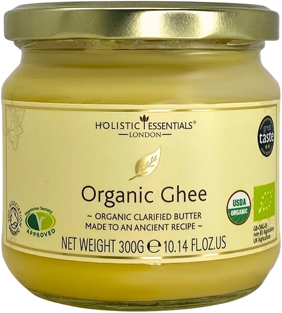 Holistic Essentials Certified Organic Ghee 300g | Pure & Natural Grass-Fed Cow | Organic Clarified Butter | Highly Nutritious | Supports Immunity & Boost Energy | 100% Pure & Ayurvedic