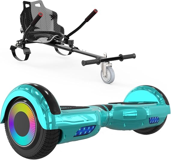 Hoverboards for children 6.5 inch two-wheeled self-balancing hoverboards with go-kart with LED lights Bluetooth speaker for teenagers