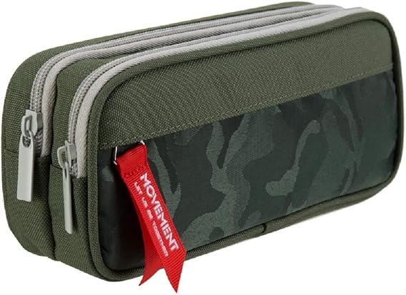 Pencil Case Large Capacity Pencil Cases Big Pencil Bag Pouch for Boys Girls, Portable Office Stationery Pen Storage Holder Supplies Adult Makeup Bag with 3 Compartments, Green