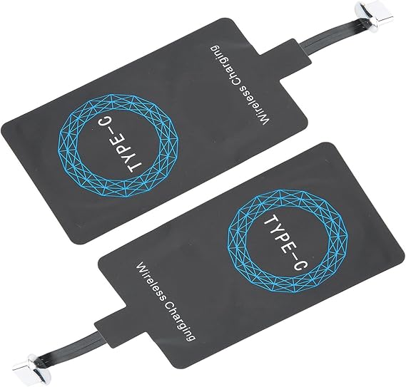 2PCS Type C Wireless Charging Receiver - Ultra Slim Qi Charger Receiver Adapter Fit for Type-C Mobile Phone Android Phone