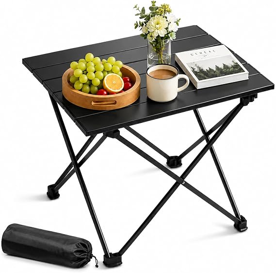 Folding Camping Table Ultralight Aluminum Portable Table for Camping, Hiking, Backpacking, Picnic, Beach, BBQ Compact Lightweight Collapsible Travel Side Table for Outdoor, RV, (1)