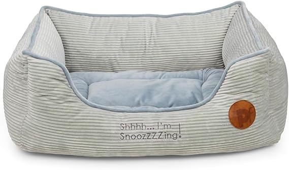 Petface Grey Cord Square Dog Bed, Medium (Pack of 1)