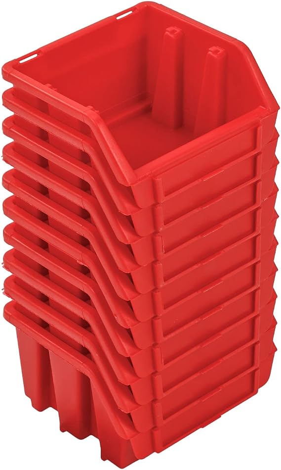 Stacking Boxes Set - 10 x Stacking Box for Tool Wall 115 x 75 x 118 mm - Display Box Stacking Box Storage Box Red