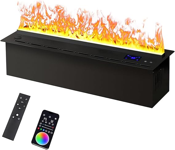 COUCHO 3D Water Vapor Fireplace, Embedded Electric Fireplace with Remote Control, Panel Control and Smart APP, Adjustable Flame Atomization Fireplace with Automatic Water Filling(70cm/27.5in)