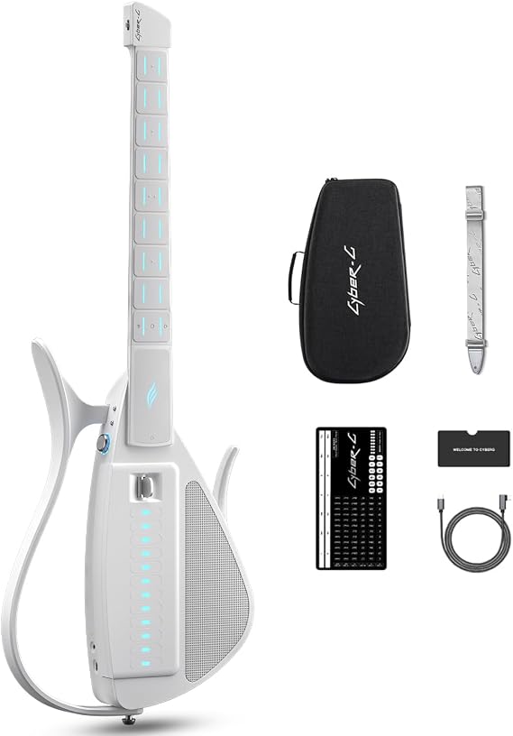 Enya CYBER-G Smart Guitar Innovative Stringless - Portable Travel Guitar & Silent Electric Guitar with LED Buttons Drum & Bass Hundreds of Instrument Sounds Built-in Speaker for Quick Learning