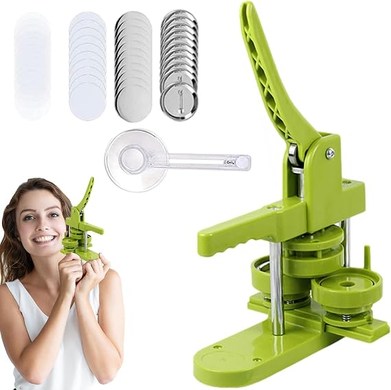Round Badge Button Maker Kit,25-58mm DIY Button Badge Maker Set, with 100 Button Parts & Circle Cutter, Badge Maker for Calendar, Custom Advertising & Home Décor Projects 37MM