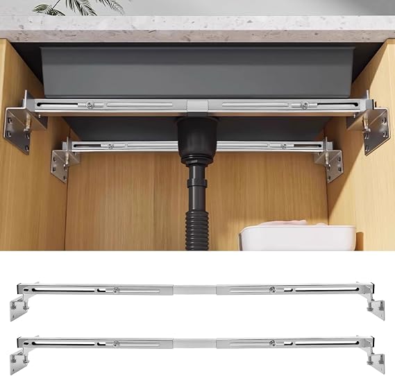 2PCS Undermount Sink Brackets, 71-100cm Adjustable Stainless Steel Kitchen Sink Support, Heavy Duty Undermount Sink Mounting Brackets for Kitchen Bathroom, Undermount Kitchen Sink