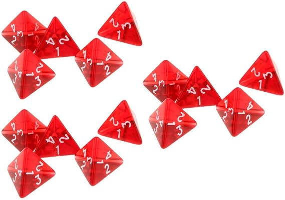 15Pc Red Dice Set D4 Four-sided Gem Dice 2cm 4-Die RPG Dice Dice Player Accs Fashion design