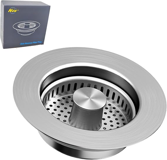 2025 Upgraded 304 Sink Strainer, Adjustable Drain Filter for Kitchen/Bathroom, Silver