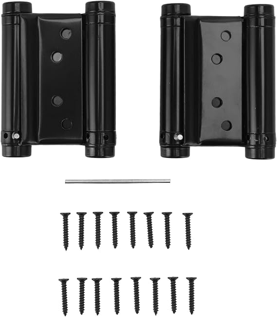 HERCHR 1 Pair Double Action Spring Hinges, Self Closing Door Hinges for Saloon Cafe Pub Swinging Doors,Automatic Closing Fence Gate Spring Hinge Black Door Hinge