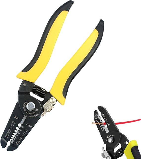10-22 AWG Wire Stripper and Cutter, Multi-Function Hand Tool with Safety Lock, Professional Ergonomic Handle for Electrical Wire Stripping and Cutting (1 Pack)