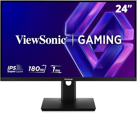 ViewSonic XG24G1 Gaming Monitor 180 Hz 24 Inch 1 ms MPRT G-Sync Compatible IPS Panel HDR 10 Angle and Height Adjustable Frameless HDMI 2.0 x 2 DisplayPort