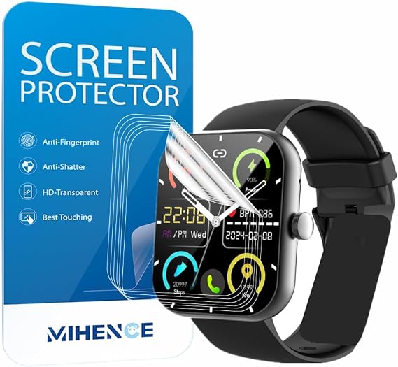 Screen Protector for Y66 1.96 Inch Smart Watch, TPU HD Screen Protector Compatible with Jugeman/Coucur/Zakotu Y66 1.96 Inch Smartwatch [Pack of 6]
