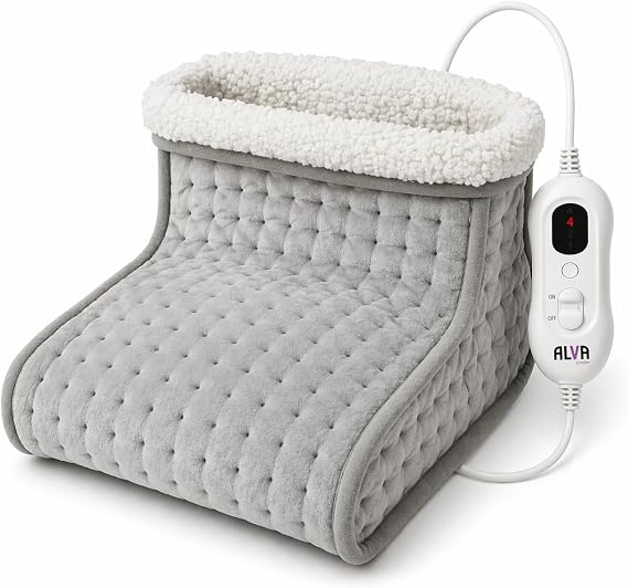 Alva London Electric Foot Warmer – Heated Foot Pad for Cold Feet, 4 Heat Settings, Fast Heating, Auto-Off, Washable Cover – Cosy Feet Warmer for Women, Men & Elderly – Heat Only