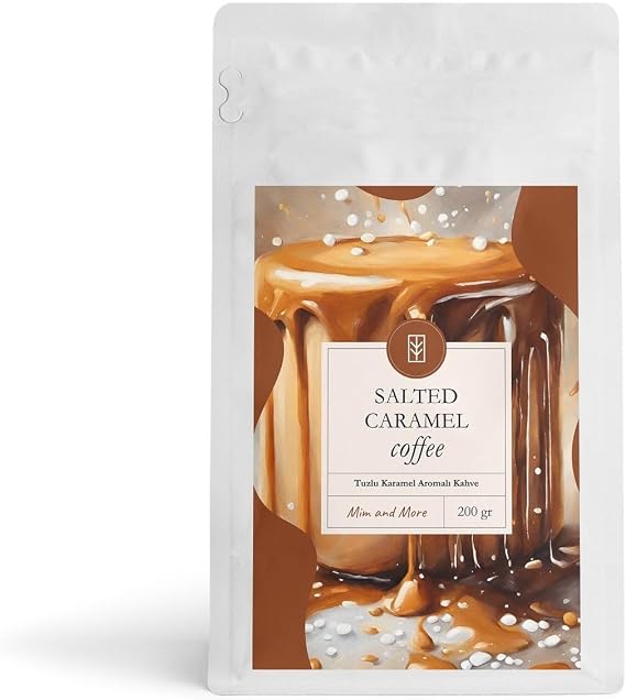 Mim and More Salted Caramel Coffee - Tuzlu Karamel Aromalı Kahve Çekirdek Kahve, 200 Gr