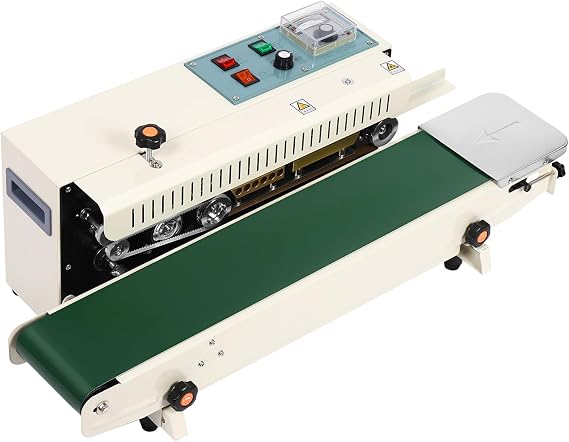 FR-900 Automatic Continuous Sealing Machine 220V 500W Food Sealer Horizontal Auto Impulse Sealer Machine Electric Packing Tool for plastic bags, kraft paper bags