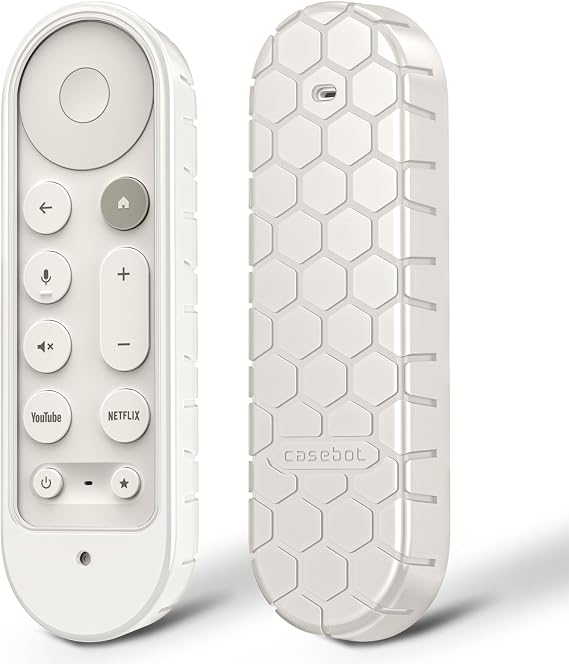 Fintie Remote Control Case for Google TV Streamer (4K) Voice Search Remote 2024 - [Beehive Series] Lightweight Non-Slip Shockproof Silicone Protective Slim Case Cover, White