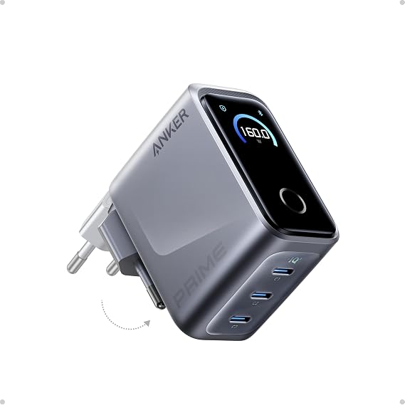 Anker Prime Fast Charge USB C Charger 160W with 3 GAN Ports