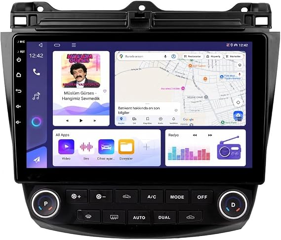10 İnç Android Multimedya CarPlay Android Auto Navigasyon Kameralı 8GB RAM 64GB - Honda Accord 2003-2008 ile uyumlu