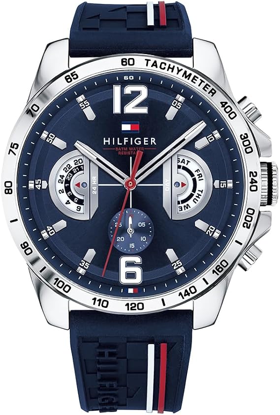 Tommy Hilfiger Analoge Multifunktionale Quarz-Uhr für Herren mit Silikon- Edelstahl- oder Lederarmband Unterzifferblätter für Tag und Datum Wasserdicht bis 5ATM.
