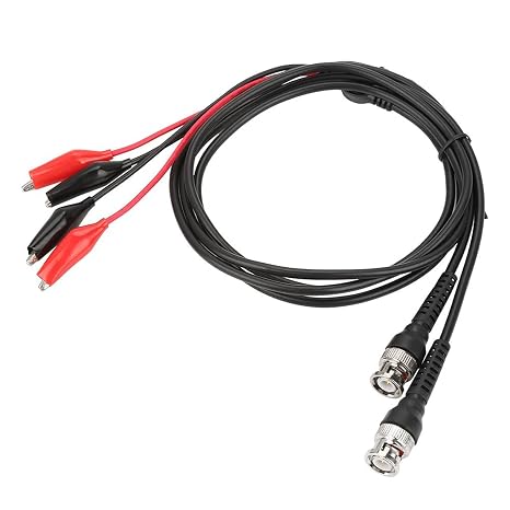Test Cable for Oscilloscope, 2 Pieces P1011 BNC Cable to Double Crocodile Clips 50Ω 500V 5A 108cm for Electronic Measuring Instruments