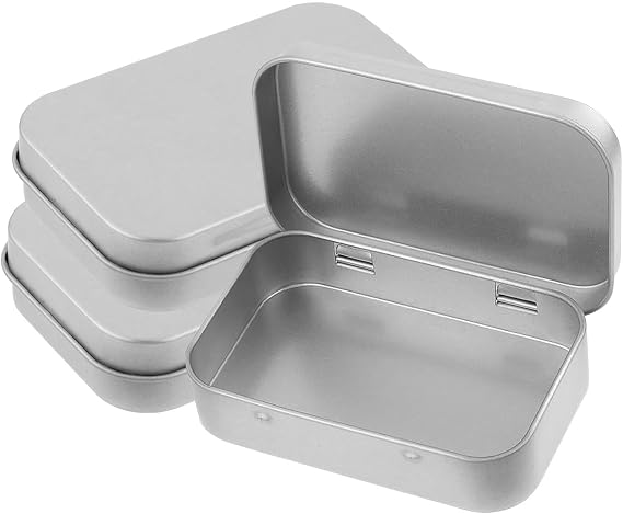 Junohawk 3 Pack Metal Tin Boxes with Hinged Lids Small Storage Containers