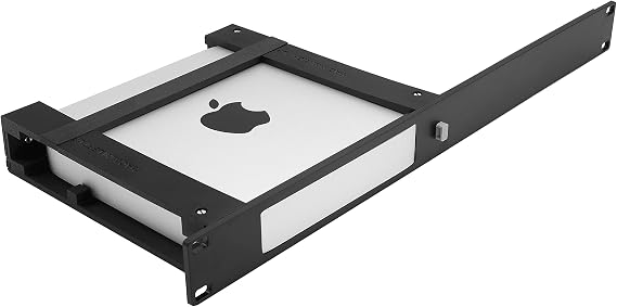 Mac Mini rack mount with on/off button 19inch 1U, TIRAPPLEMINI19I1UBLK
