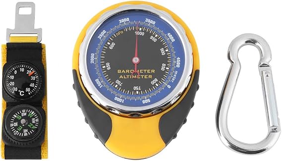 4-in-1 Analog Altimeter Barometer,(0-5000m) Outdoor Compass with Thermometer, Multifunctional Hiking Gauge for Camping, Climbing Mountaineering